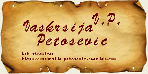 Vaskrsija Petošević vizit kartica